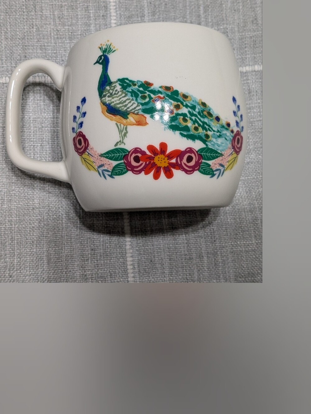 Opalhouse White Ceramic Peacock Mug